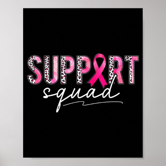Support Squad Pink Leopard Ribbon Breast Cancer Aw Poster (Voorkant)