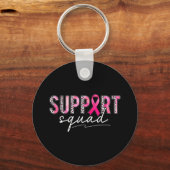 Support Squad Pink Leopard Ribbon Breast Cancer Aw Sleutelhanger (Voorkant)