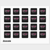 Support Squad Pink Leopard Ribbon Breast Cancer Aw Vierkante Sticker (Vel)