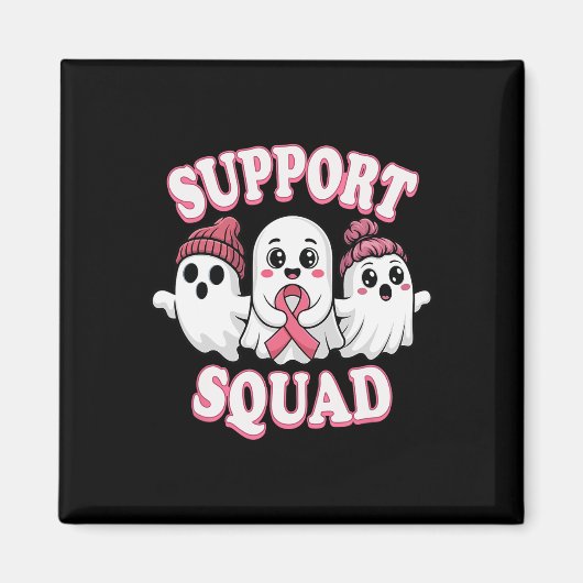 Support Squad Pink Ribbon Ghost Breast Cancer Awar Magneet (Voorkant)