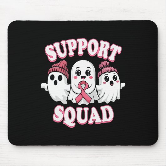 Support Squad Pink Ribbon Ghost Breast Cancer Awar Muismat (Voorkant)