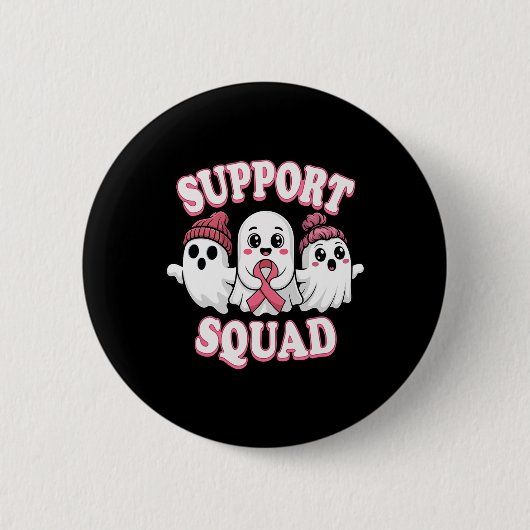 Support Squad Pink Ribbon Ghost Breast Cancer Awar Ronde Button 5,7 Cm (Voorkant)