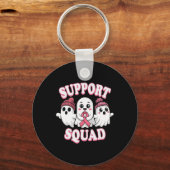 Support Squad Pink Ribbon Ghost Breast Cancer Awar Sleutelhanger (Voorkant)