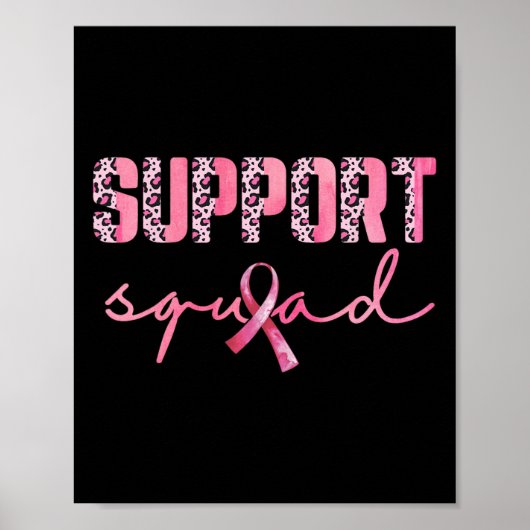 Support Squad Pink Ribbon Leopard Breast Cancer Aw Poster (Voorkant)