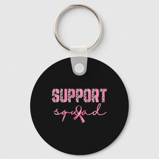 Support Squad Pink Ribbon Leopard Breast Cancer Aw Sleutelhanger (Voorkant)