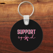 Support Squad Pink Ribbon Leopard Breast Cancer Aw Sleutelhanger (Voorkant)