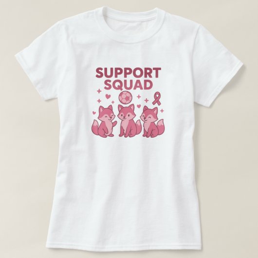Support Squad Pink Ribbon Vossen T-shirt (Design voorkant)