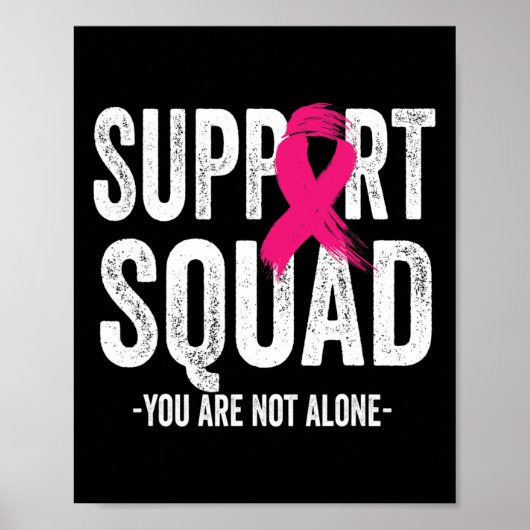 Support Squad Pink Ribbon Warrior Breast Cancer Aw Poster (Voorkant)