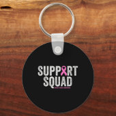 Support Squad Pink Warrior Breast Cancer Bewusthei Sleutelhanger (Voorkant)