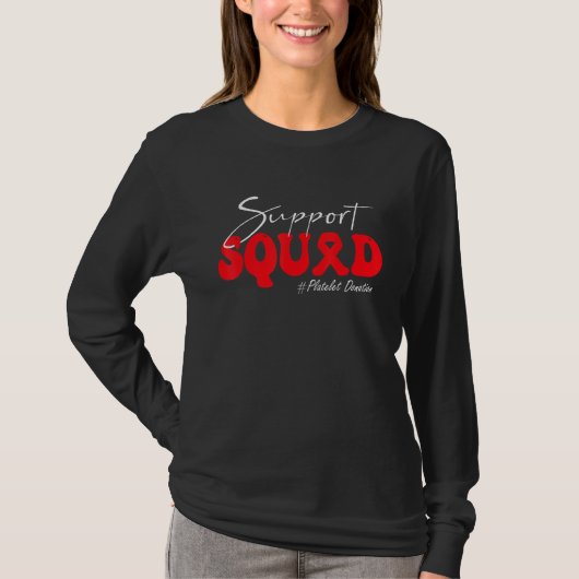 Support Squad Platelet Donation Awareness Red Ribb T-shirt (Voorkant)