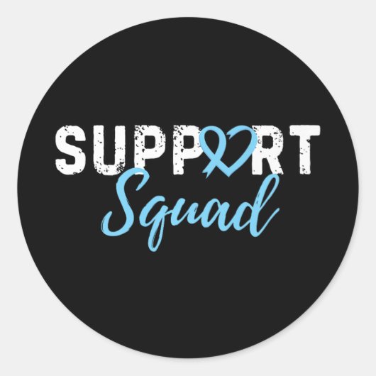 Support Squad Prostaatkanker Hart Lichte Blauwe Ri Ronde Sticker (Voorkant)