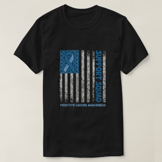 Support Squad Prostate Cancer Light Blue flag Ribb T-shirt (Design voorkant)