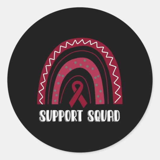 Support Squad Rainbow Burgundy Brain Aneurysm Awar Ronde Sticker (Voorkant)