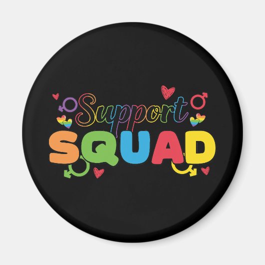 Support Squad - Rainbow Hearts Pride Ally Magneet (Voorkant)