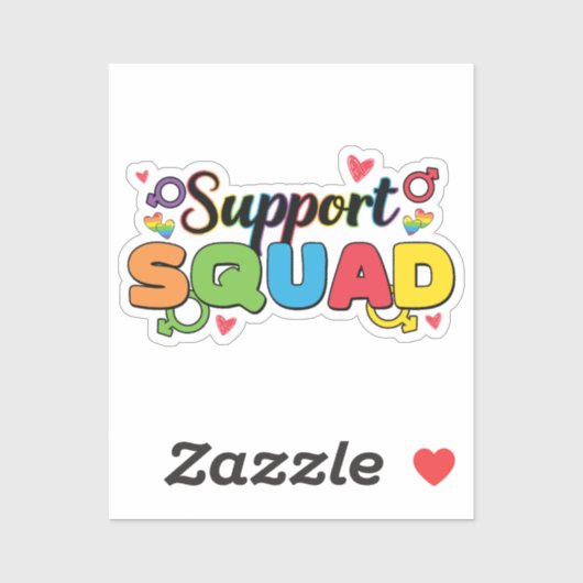 Support Squad - Rainbow Hearts Pride Ally Sticker (Vel)