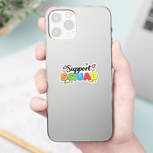 Support Squad - Rainbow Hearts Pride Ally Sticker (Telefoon)