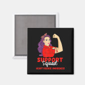 Support Squad Red Warrior Heart Disease Awareness Magneet (Voorkant / Achterkant)