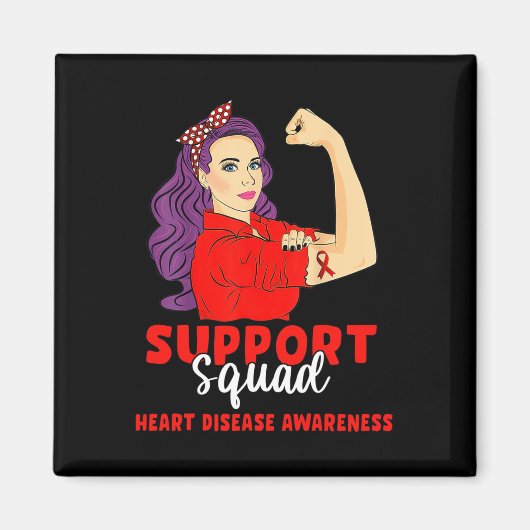 Support Squad Red Warrior Heart Disease Awareness Magneet (Voorkant)