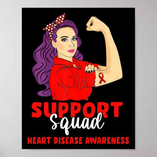 Support Squad Red Warrior Heart Disease Awareness Poster (Voorkant)