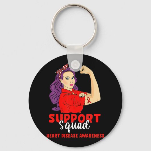 Support Squad Red Warrior Heart Disease Awareness Sleutelhanger (Voorkant)