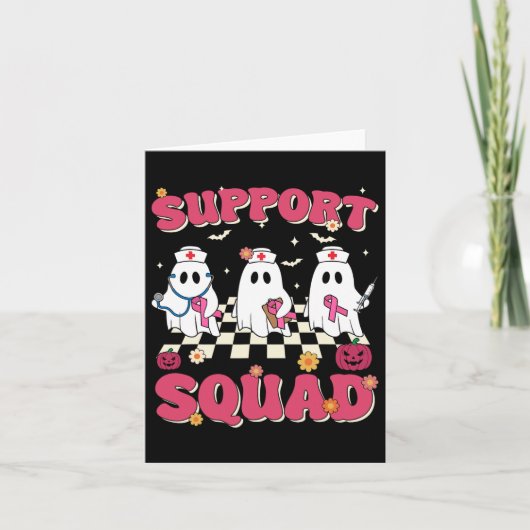 Support Squad Retro Groovy Nurse Borstkanker AWA Kaart (Voorkant)