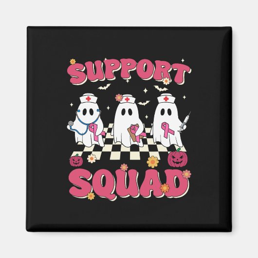 Support Squad Retro Groovy Nurse Borstkanker AWA Magneet (Voorkant)
