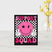 Support Squad Roze Lint Glimlach Gezicht Borstkank Kaart (Gele Bloem)