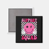 Support Squad Roze Lint Glimlach Gezicht Borstkank Magneet (Voorkant / Achterkant)