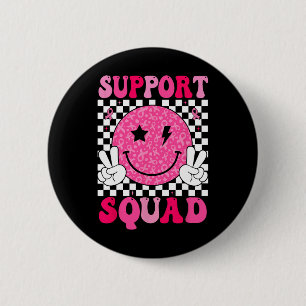 Support Squad Roze Lint Glimlach Gezicht Borstkank Ronde Button 5,7 Cm