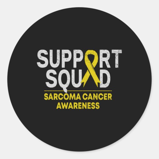 Support Squad Sarcoma Cancer Awareness Yellow Ribb Ronde Sticker (Voorkant)