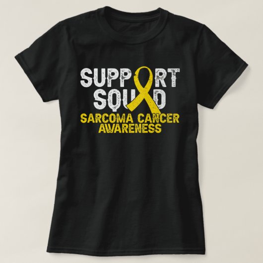 Support Squad Sarcoma Cancer Awareness Yellow Ribb T-shirt (Design voorkant)