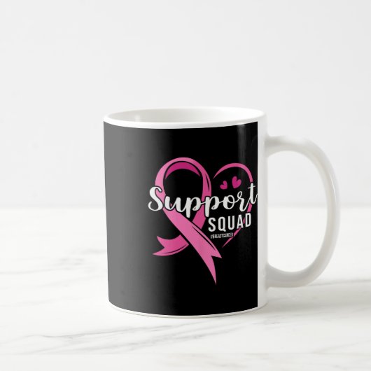 Support Squad Schattige Hart Borstkanker Bewustzij Koffiemok (Rechts)