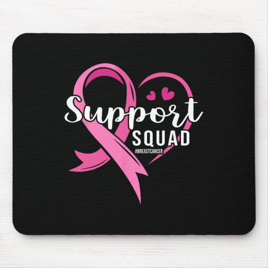 Support Squad Schattige Hart Borstkanker Bewustzij Muismat (Voorkant)