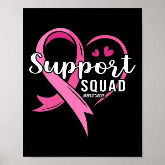 Support Squad Schattige Hart Borstkanker Bewustzij Poster (Voorkant)
