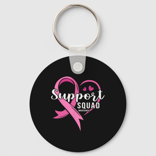 Support Squad Schattige Hart Borstkanker Bewustzij Sleutelhanger (Voorkant)