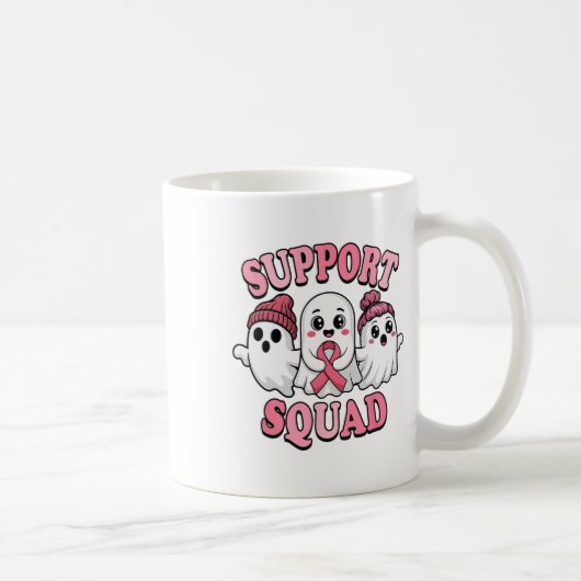 Support Squad Schattigee geesten Borstkanker Bewus Koffiemok (Rechts)