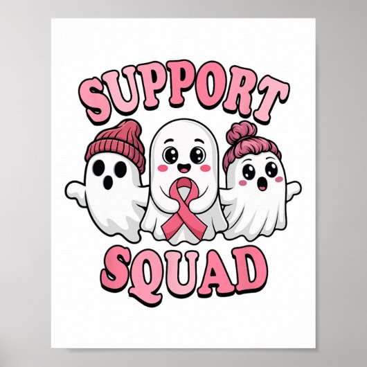 Support Squad Schattigee geesten Borstkanker Bewus Poster (Voorkant)