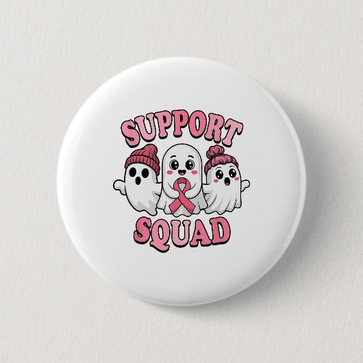 Support Squad Schattigee geesten Borstkanker Bewus Ronde Button 5,7 Cm (Voorkant)