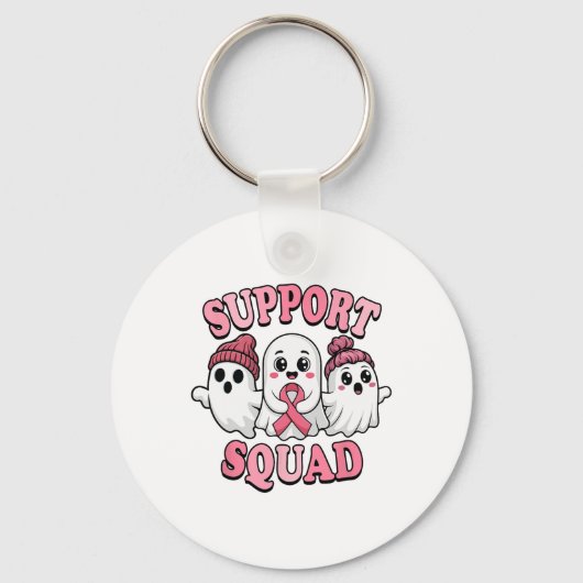 Support Squad Schattigee geesten Borstkanker Bewus Sleutelhanger (Voorkant)