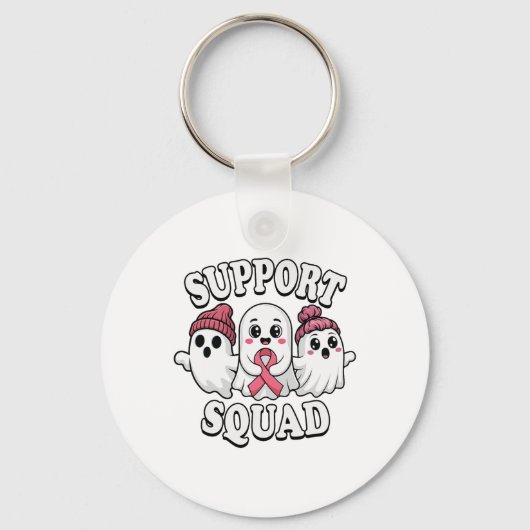 Support Squad Schattigee geesten Borstkanker Bewus Sleutelhanger (Voorkant)