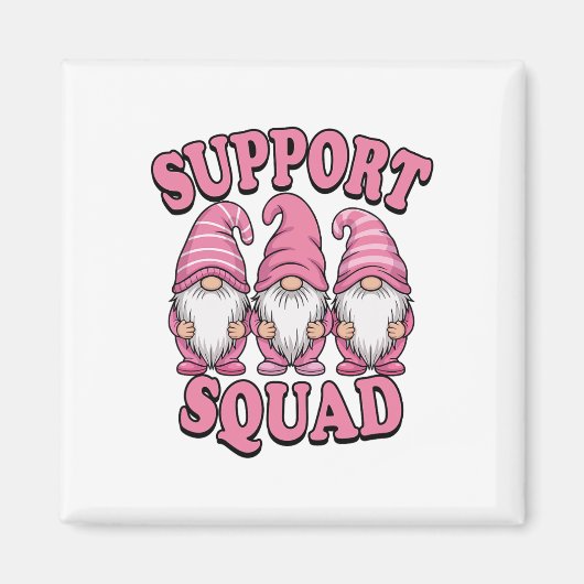 Support Squad Schattigee Roze Gnoom borstkanker Magneet (Voorkant)