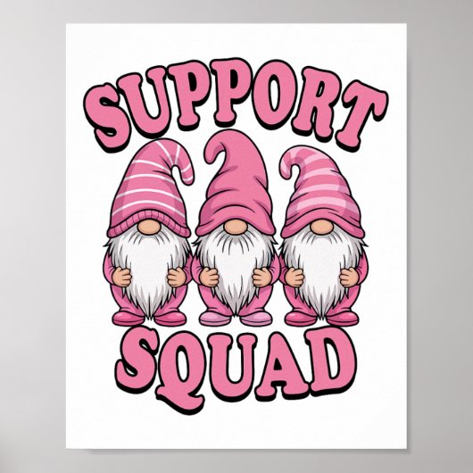 Support Squad Schattigee Roze Gnoom borstkanker Poster (Voorkant)