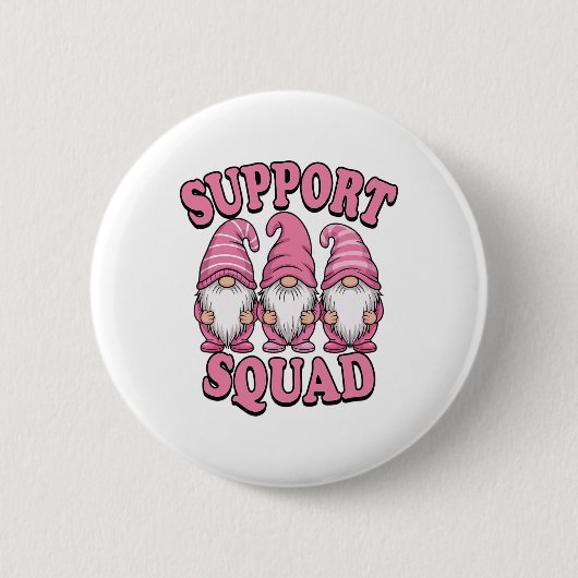 Support Squad Schattigee Roze Gnoom borstkanker Ronde Button 5,7 Cm (Voorkant)