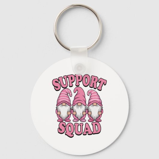 Support Squad Schattigee Roze Gnoom borstkanker Sleutelhanger (Voorkant)