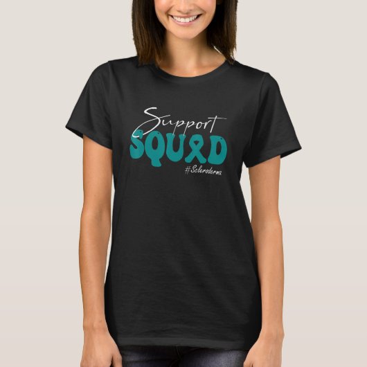 Support Squad Scleroderma Awareness Teal Ribbon T-shirt (Voorkant)