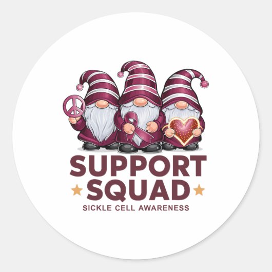 Support Squad Sickle Cell Awareness Month Gnomen S Ronde Sticker (Voorkant)