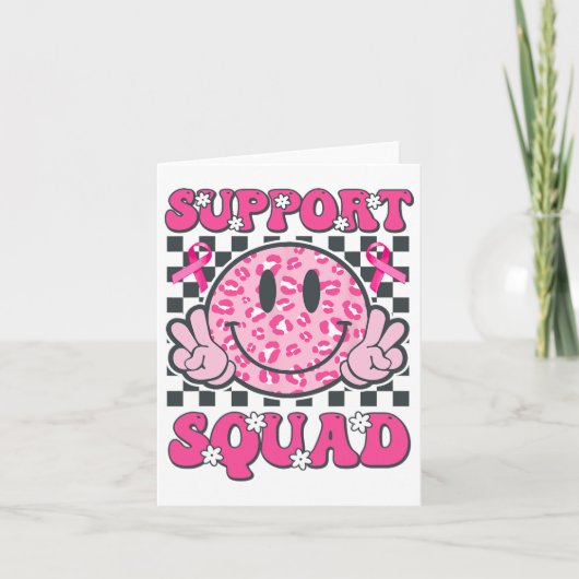 Support Squad Smile Face Pink Borstkanker Aware Kaart (Voorkant)