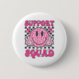 Support Squad Smile Face Pink Borstkanker Aware Ronde Button 5,7 Cm