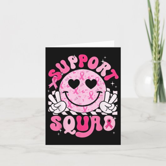 Support Squad Smile Gezicht Borstkanker Bewustzijn Kaart (Voorkant)