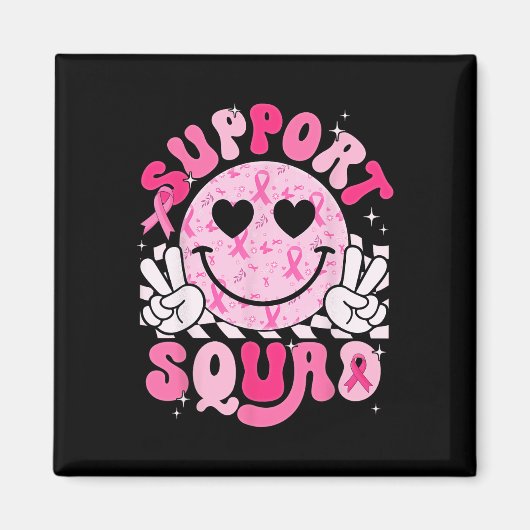 Support Squad Smile Gezicht Borstkanker Bewustzijn Magneet (Voorkant)